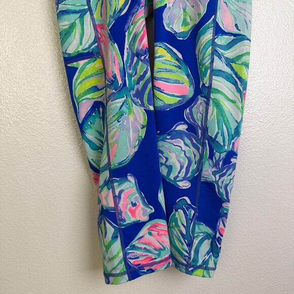Lilly Pulitzer Luxletic Casa Del Sol Weekender Leggings Small Blue Floral Crop - Picture 4 of 11